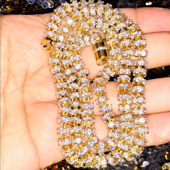 10k white gold vermeil Miami Cuban link chain for men, heavy chain, simulated CZ - Picture 1 of 11